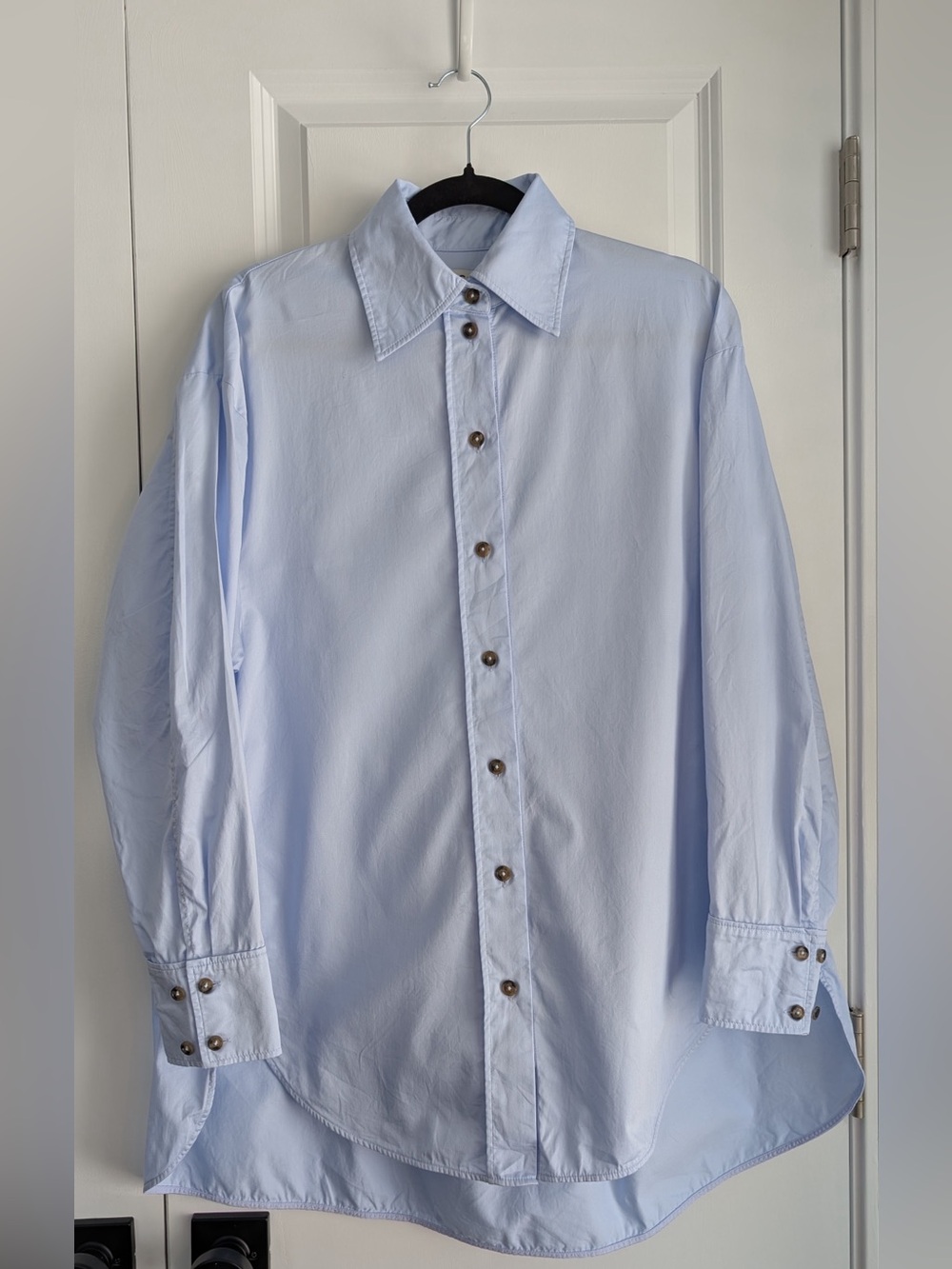 COS Oversized Tailored 100% Cotton Button Up Shirt Light Blue Size 2